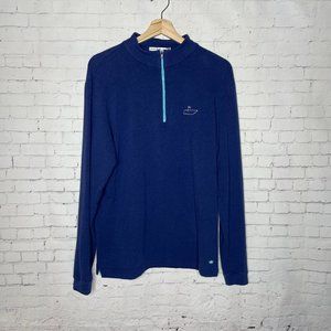 Men's Peter Millar Men's Crown Comfort Pullover 1/4 Quarter Zip Blue Navy Medium